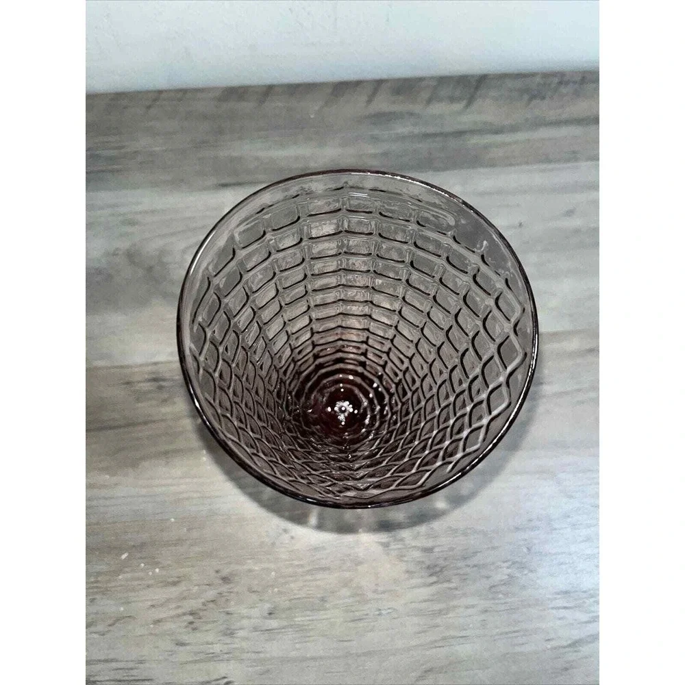 Ice Cream Dessert‎ Dish Vintage Waffle Cone Pattern Pink Glass 6.5 Inch